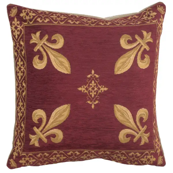 Fleur de Lys Red II Belgian Sofa Pillow Cover