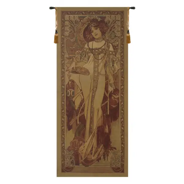 Charlotte Home Furnishing Inc. Belgium Tapestry - 24 in. x 61 in. Alphonse Mucha | Art Noveau Autumn Belgian Tapestry