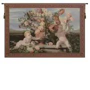 Angels And Flowers Italian Tapestry - 50 in. x 36 in. Cotton/Viscose/Polyester by Alberto Passini