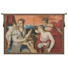 Venus Blindfolds Cupid Italian Tapestry Wall Hanging