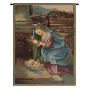 Madonna Adoring The Child Italian Tapestry - 20 in. x 26 in. Cotton/Viscose/Polyester by Raphael