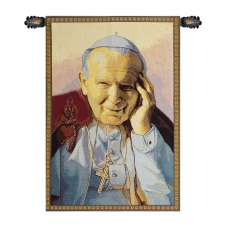 Pope John Paul II Papa Wojtyla Italian Tapestry Wall Hanging