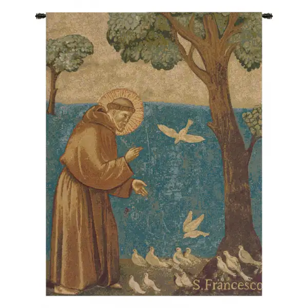 Charlotte Home Furnishing Inc. Italy Tapestry - 13 in. x 18 in. Giotto di Bondone | St. Francis Preaching to the Birds Italian Tapestry