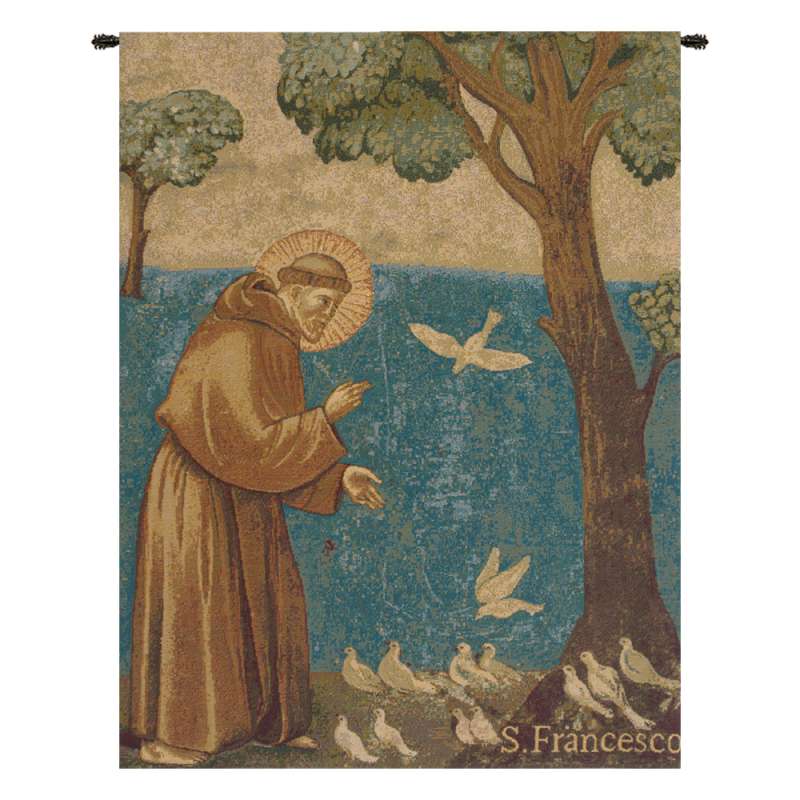 St. Francis Preaching to the Birds Italian Tapestry Wall Hanging