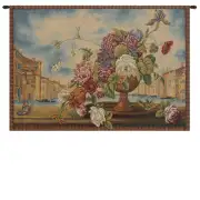 Venice Balcony With Flowers Italian Tapestry - 36 in. x 26 in. Cotton/Viscose/Polyester by Clement Micarelli