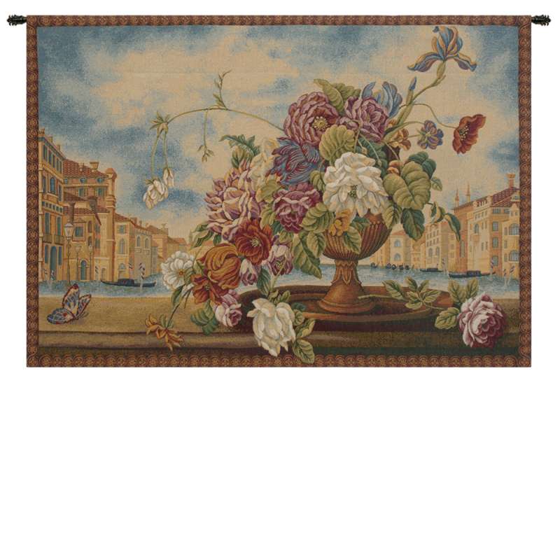 Venice Balcony with Flowers Italian Tapestry Wall Hanging