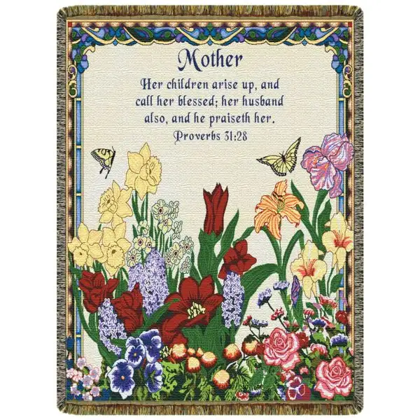 Mother Proverbs 31:28  Tapestry Afghan Throw