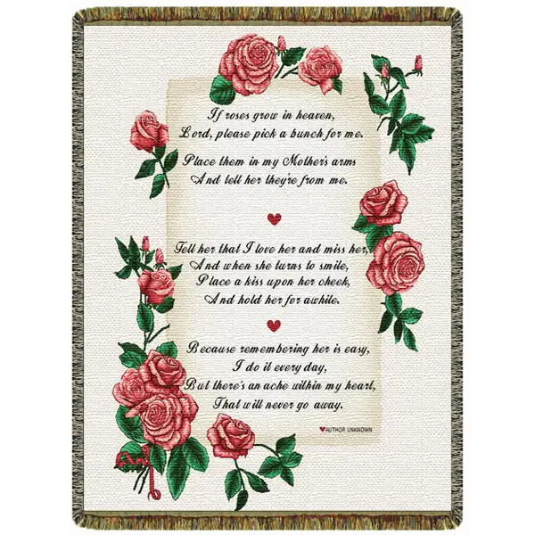 If Roses Grow in Heaven  Tapestry Afghan Throw