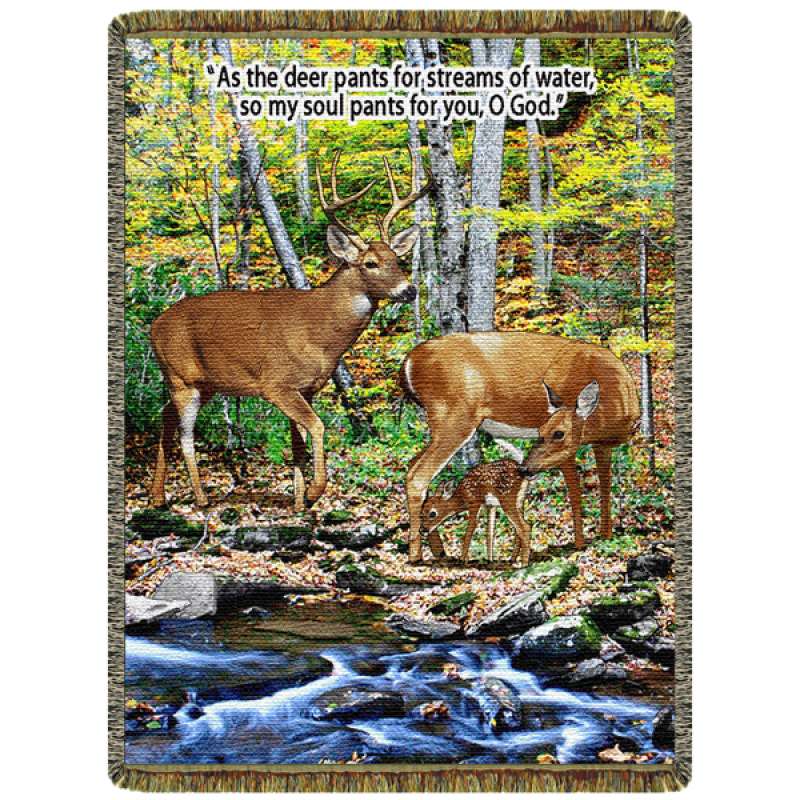 Deer - Streams of Water  Tapestry Throw