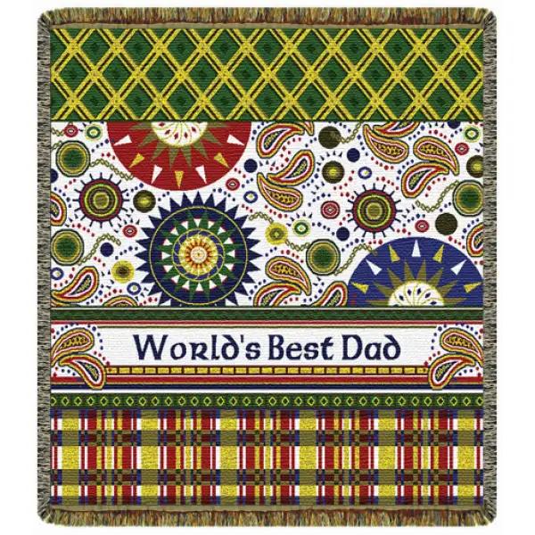 World's Best Dad  Tapestry Afghan Throw