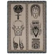 African Masks  Tapestry Afghan Throw