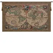 Map Mercator Belgian Tapestry - 46 in. x 33 in. Cotton/Viscose/Polyester by Charlotte Home Furnishings