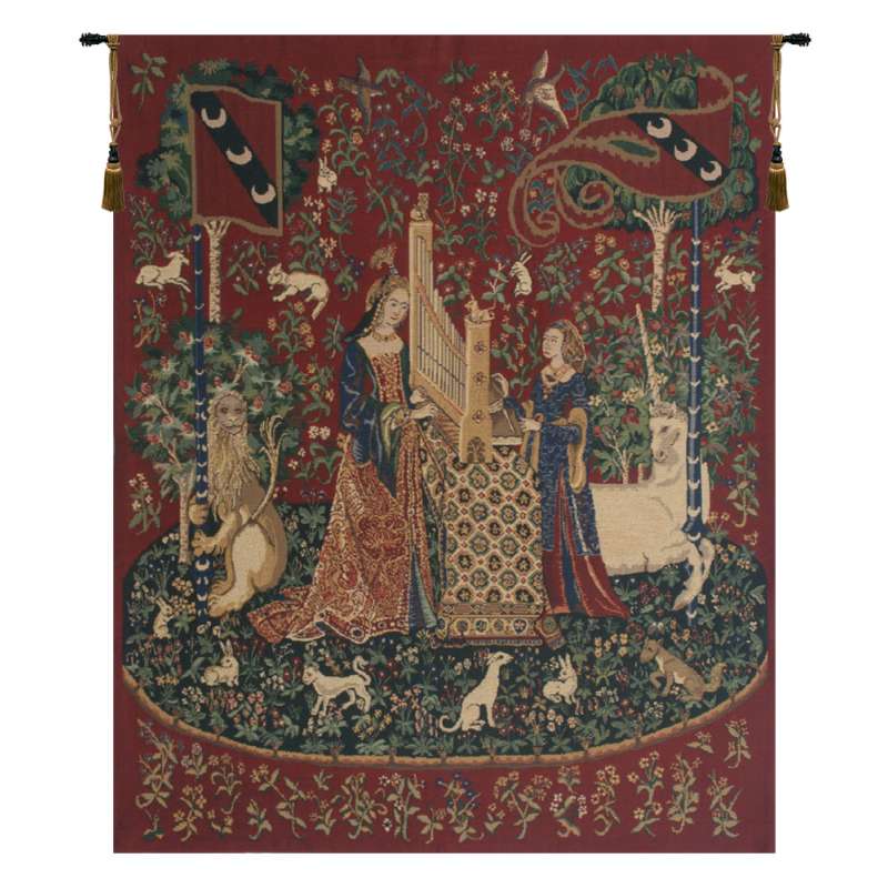 Lady and the Organ II European Tapestry Wall Hanging