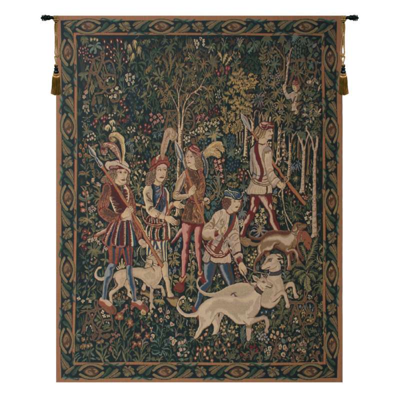 Unicorn Hunt with Border European Tapestry Wall Hanging