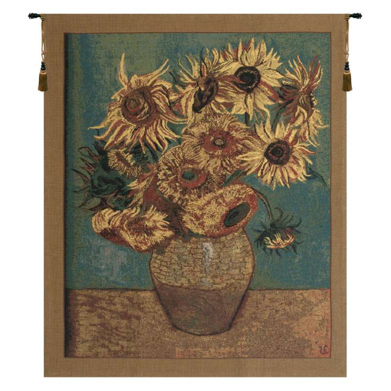 Sunflowers, Gold European Tapestry Wall Hanging