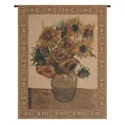 Sunflowers Beige Belgian Tapestry - 26 in. x 33 in. Cotton/Viscose/Polyester by Vincent Van Gogh