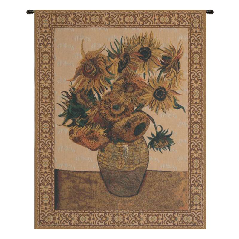 Sunflowers, Beige European Tapestry Wall Hanging