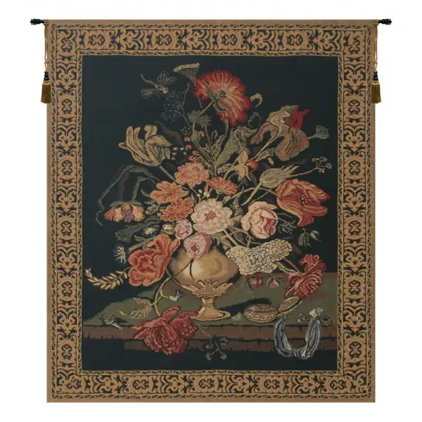 Mignon Bouquet, Black Belgian Wall Tapestry
