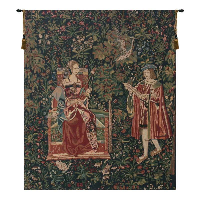 Reading in the Garden European Tapestry Wall Hanging