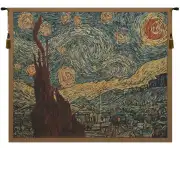 Van Gogh's Starry Night Belgian Tapestry - 40 in. x 33 in. Cotton/Viscose/Polyester by Vincent Van Gogh