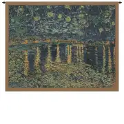 Van Gogh's Starry Night Over The Rhone Belgian Tapestry - 40 in. x 33 in. Cotton/Viscose/Polyester by Vincent Van Gogh