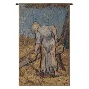Van Gogh's Flax Harvest Belgian Tapestry - 21 in. x 36 in. Cotton/Viscose/Polyester by Vincent Van Gogh