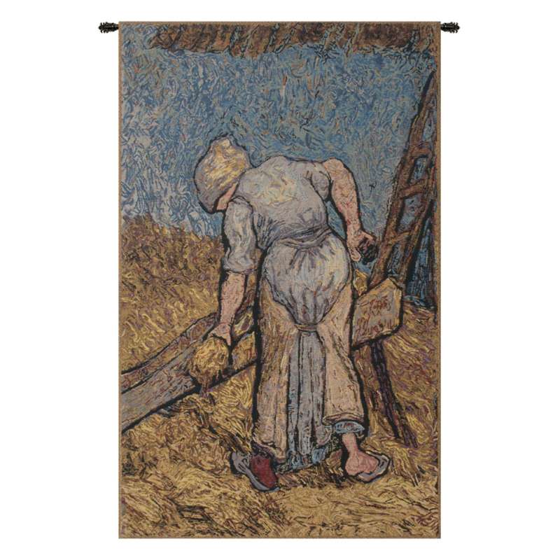 Van Gogh's Flax Harvest European Tapestry Wall Hanging