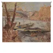 Van Gogh's Fishing in the Spring Belgian Wall Tapestry