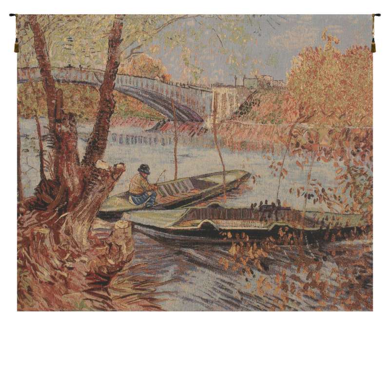 Van Gogh's Fishing in the Spring European Tapestry Wall Hanging