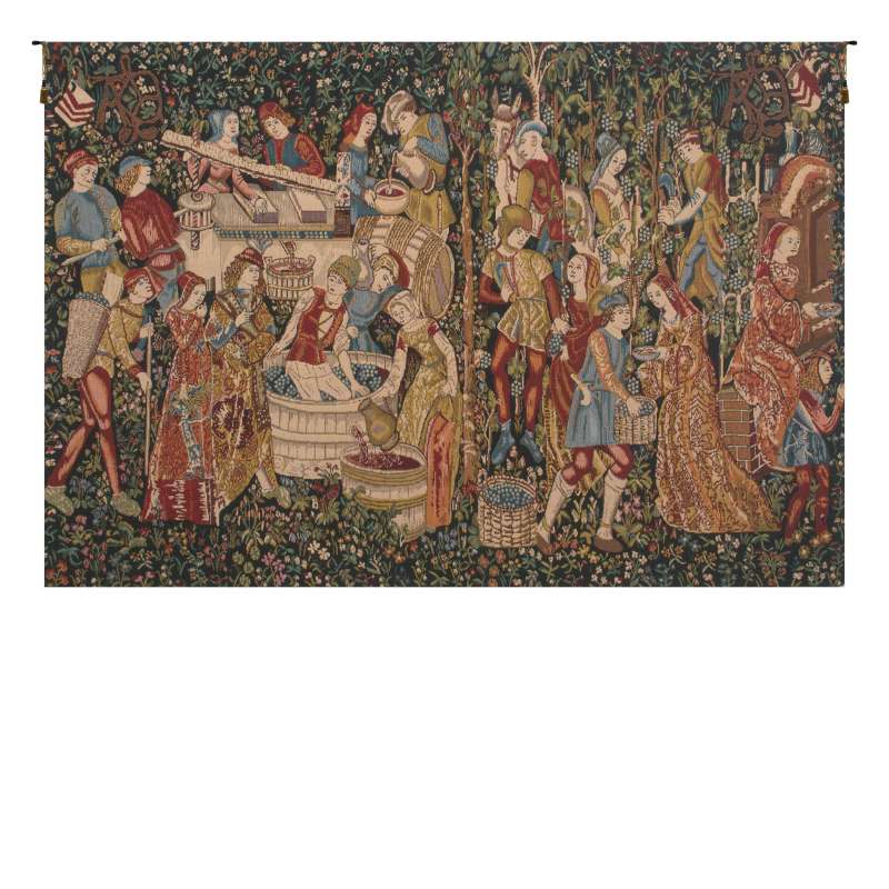 Wine Makers, Terracotta European Tapestry Wall Hanging