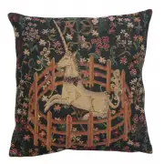 Unicorn Belgian Woven Cushion Cover - 16 x 16" Handmade Square Pillow for Living Room - Floral Tapestry Cushion for Indoor - Decorative Throw Accent Pillow Cover - Cushion Cover for Sofa Bed & Couch
