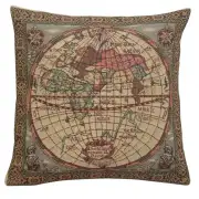 Map Of The East Belgian Cushion Cover - 16 in. x 16 in. Cotton/Viscose/Polyester by Charlotte Home Furnishings