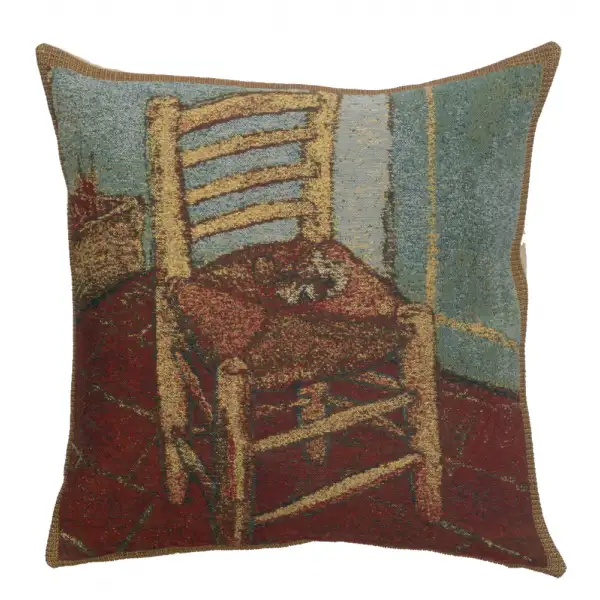 The Chair Belgian Woven Cushion Cover - 16 x 16" Hand Finished Square Pillow for Living Room - Tapestry Cushion for Indoors - Vincent Van Gogh Accent Pillow Cover - Bedroom Decorative Pillow Covers