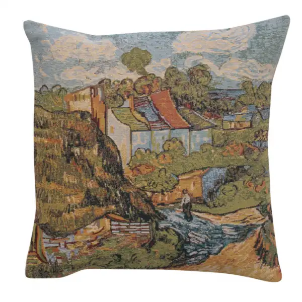 C Charlotte Home Furnishings Inc Van Gogh's The House European Cushion Cover | Decorative Cushion Case with Cotton Polyester & Viscose | 16x16 Inch Cushion Cover for Living Room | by Vincent Van Gogh