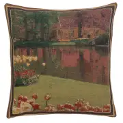 Keukenhof Gardens IV Belgian Cushion Cover - 16 in. x 16 in. Cotton/Viscose/Polyester by Charlotte Home Furnishings