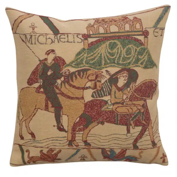 Bayeux Mont St. Michel I Belgian Cushion Cover - 16 in. x 16 in. Cotton/Viscose/Polyester by Charlotte Home Furnishings