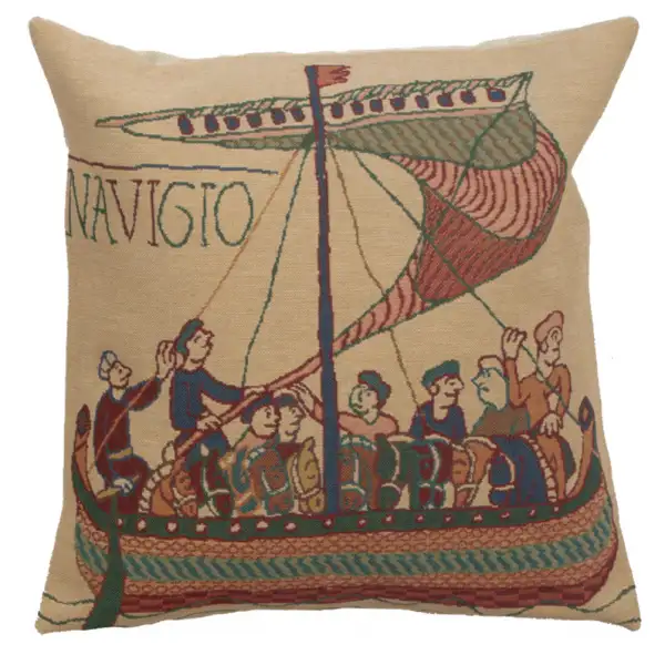 Bayeux Navigo Belgian Cushion Cover - 16 in. x 16 in. Cotton/Viscose/Polyester by Charlotte Home Furnishings