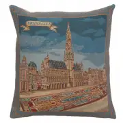 Grand Place Brussels II Belgian Cushion Cover - 16 in. x 16 in. Cotton/Viscose/Polyester by Charlotte Home Furnishings
