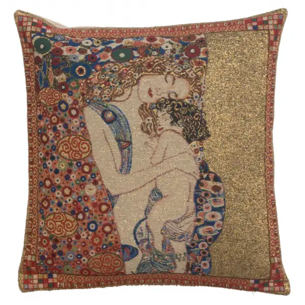 Mere et Enfant by Klimt Belgian Couch Pillow