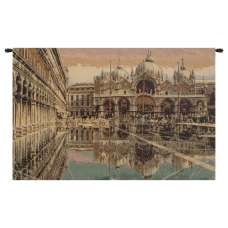 Alta Marea in Piazza San Marco Italian Wall Hanging Tapestry