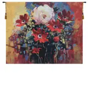 Bouquet By Simon Bull Belgian Tapestry Wall Hanging - 36 in. x 29 in. Cotton/Viscose/Polyester by Simon Bull