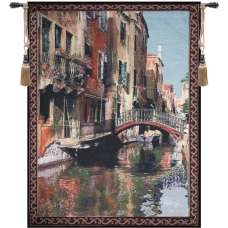 Canal with Reflections Tapestry of Fine Art