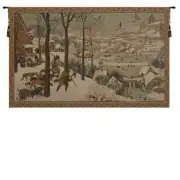 Hunting In The Snow Italian Tapestry - 42 in. x 24 in. Cotton/Viscose/Polyester by Pieter Bruegel