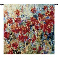 Red Poppy Field II Tapestry of Fine Art