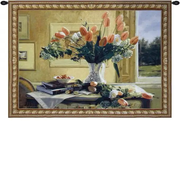 French Tulips and Crabapples Wall Tapestry