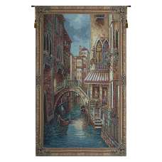 Canal With Shops II Tapestry Wall Art