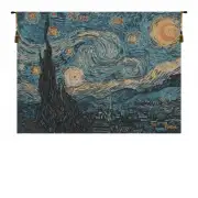 The Starry Night Belgian Tapestry Wall Hanging - 34 in. x 26 in. Cotton/Viscose/Polyester by Vincent Van Gogh