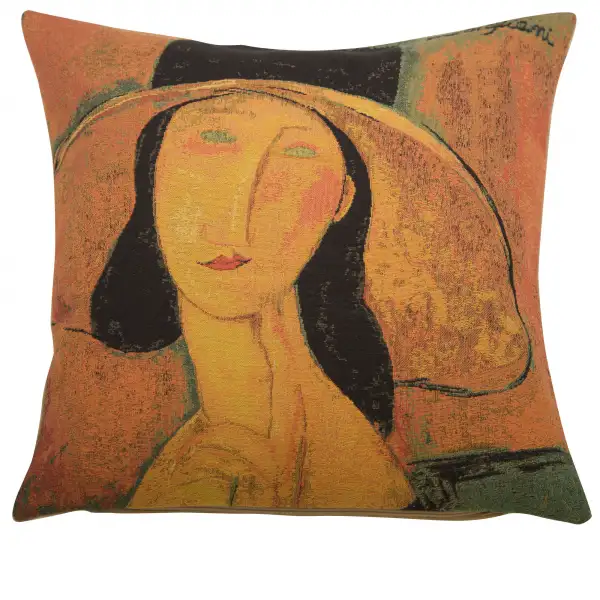 Jeanne Hebuterne in a Large Hat I Belgian Sofa Pillow Cover