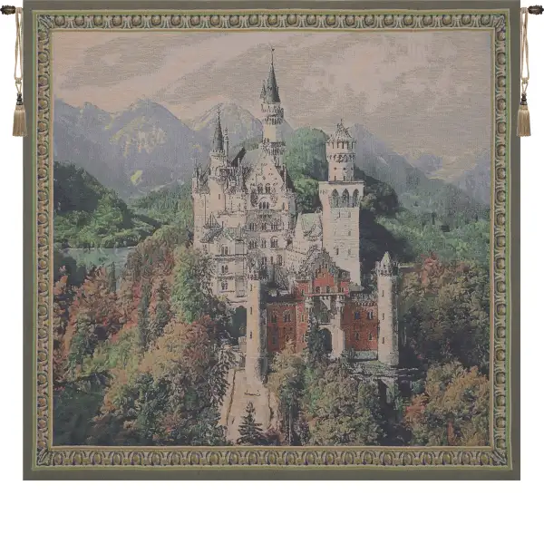 Neuschwanstein Castle Grey Belgian Wall Tapestry