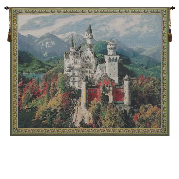 Neuschwanstein Castle Blue Belgian Wall Tapestry